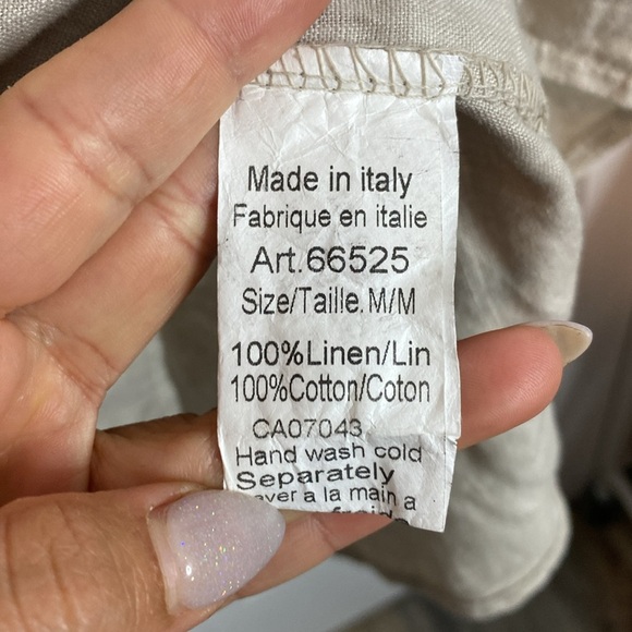 Lungo L'Arno | Taupe Beige Dress with Beaded Neckline -Linen Cotton - Medium - Picture 6 of 9